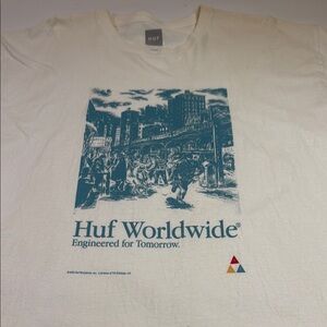 HUF Cream and Blue Short Sleeve Tee